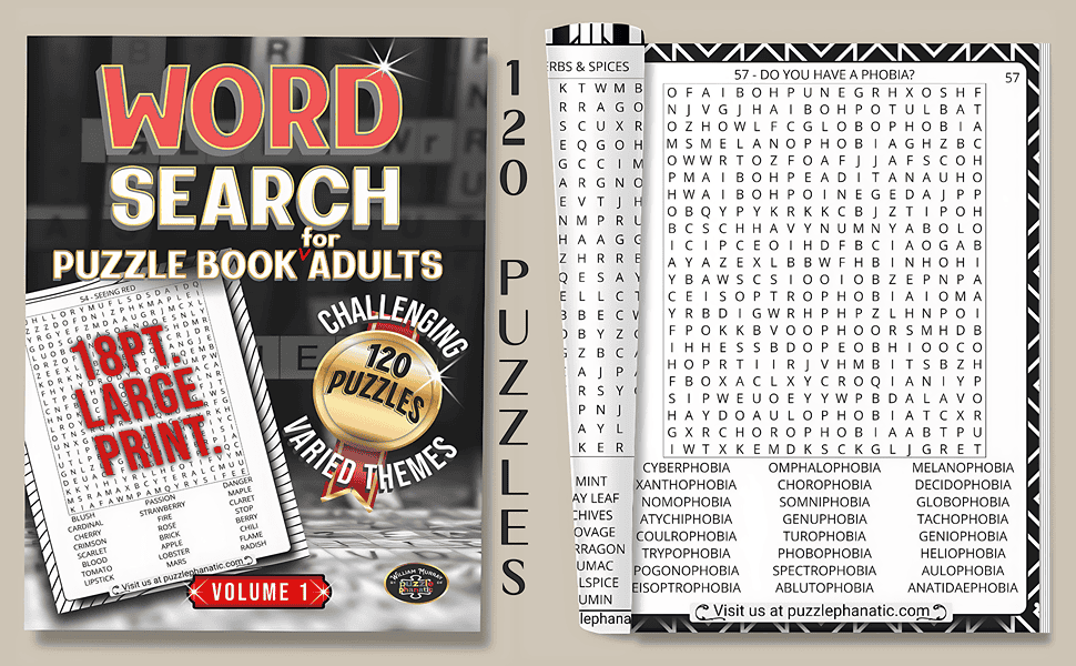 WORD SEARCH PUZZLE BOOK - image of cover and inside puzzle